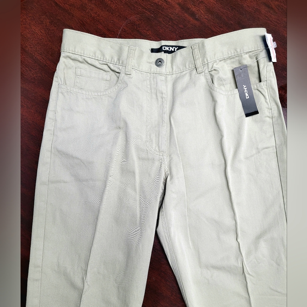 100% Cotton DKNY Ladies Cropped Ankle Length Khaki Denim Pants